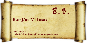 Burján Vilmos névjegykártya